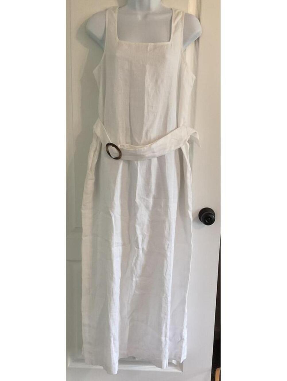 Saks Fifth Avenue Black Label Ivory Linen Maxi Dress with Belt